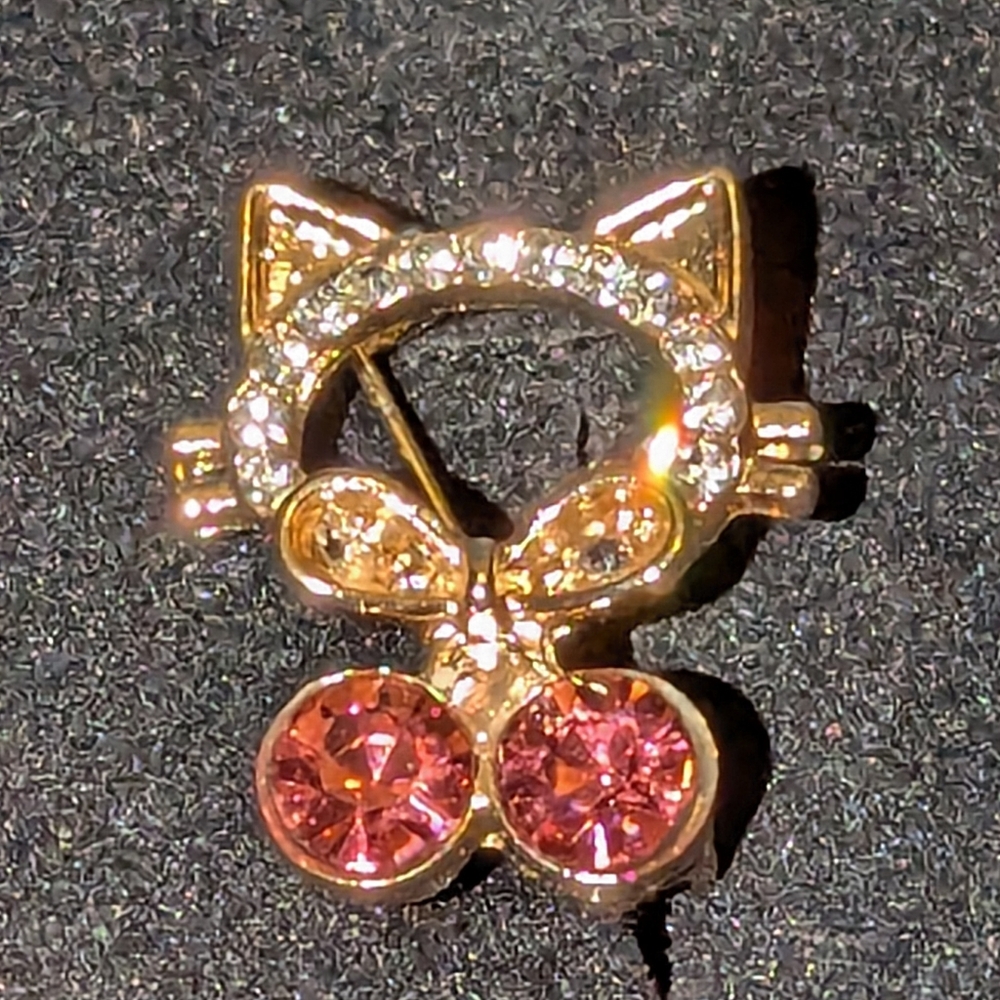 Gold and Pink Cat Pin